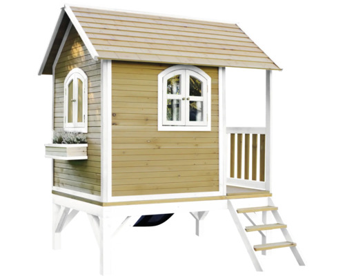 Cabane de jeu en bois avec escalier et fenêtres