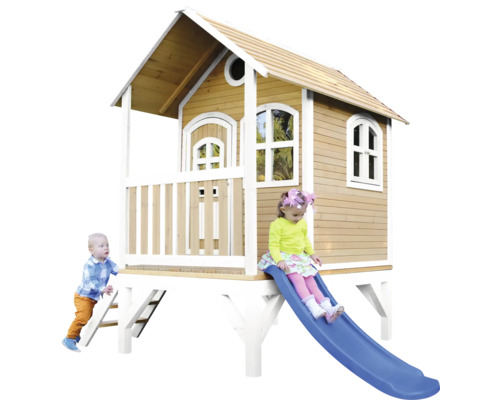 Maison de jeux en bois pour enfants avec toboggan et échelle