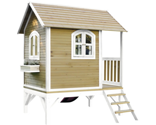 Maisonnette en bois avec véranda et escalier pour enfants