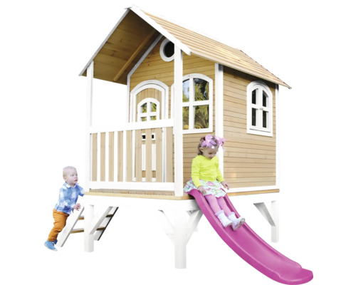 Maisonnette en bois pour enfants avec toboggan et échelle pour le jardin