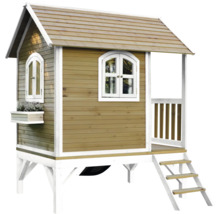 Maisonnette en bois avec escalier et fenêtres