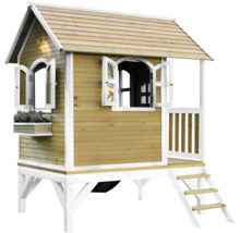 Cabane de jeux en bois avec escalier et fenêtres ouvrantes