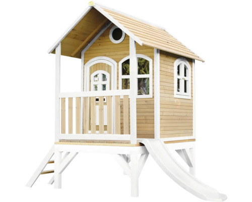 Spielhaus mit Stelzen axi Tom 287 x 191 cm Holz braun inkl. Rutsche weiß