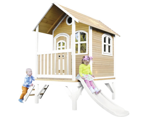 Cabane de jeux en bois pour enfants avec toboggan et échelle