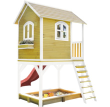 Maisonnette avec bac à sable, toboggan et échelle