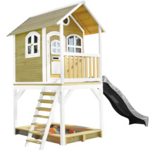 Maison de jeux en bois avec toboggan, bac à sable et échelle pour le jardin