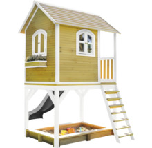 Maisonnette avec bac à sable, toboggan et escalier pour enfants
