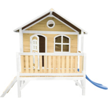 Maisonnette en bois avec toboggan et échelle