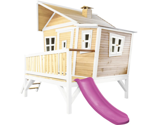 Holzspielhaus mit Rutsche für den Garten