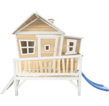 Cabane de jeux en bois avec toboggan et échelle