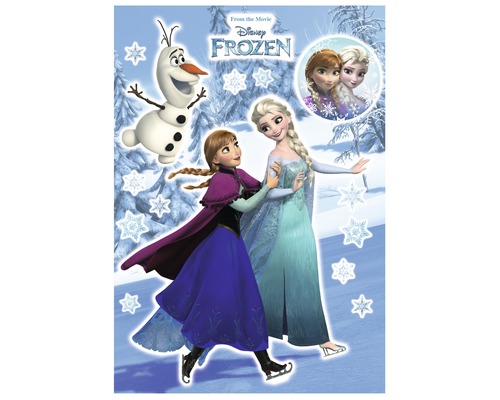 Sticker mural La Reine des Neiges de Disney avec des motifs d''Anna, d''Elsa et d''Olaf