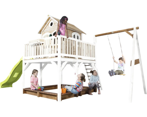 Aire de jeux pour enfants avec cabane, toboggan et balançoire pour l''extérieur