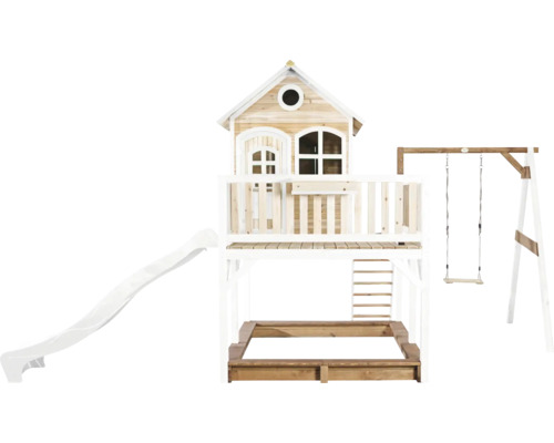 Aire de jeux avec toboggan, balançoire et bac à sable pour le jardin