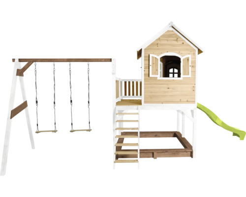 Maisonnette avec balançoire et toboggan pour le jardin