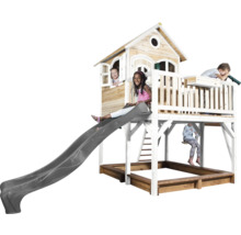 Maisonnette en bois avec toboggan et bac à sable pour enfants