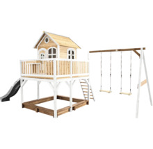 Maisonnette avec toboggan, bac à sable et balançoire pour le jardin
