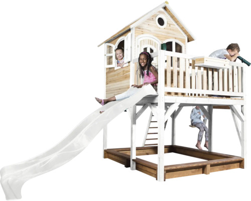 Cabane de jeux avec toboggan et bac à sable pour enfants