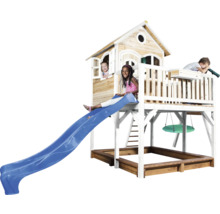 Maisonnette avec toboggan, balançoire et bac à sable pour enfants