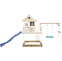 Aire de jeux avec toboggan, balançoire et bac à sable