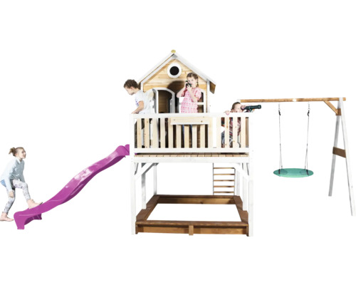 Spielturm mit Rutsche, Sandkasten und Schaukel für Kinder