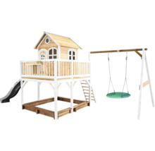 Aire de jeux avec toboggan, bac à sable et balançoire pour le jardin