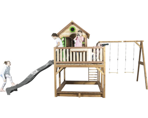 Spieltum mit Rutsche, Schaukel und Sandkasten für Kinder