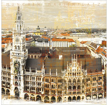 Gemälde des Marienplatzes in München mit dem Neuen Rathaus