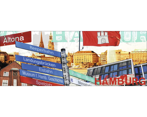 Collage avec les curiosités et les panneaux indicateurs de Hambourg