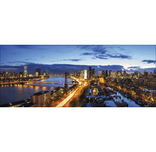Vue panoramique de Rotterdam de nuit avec bâtiments et ponts illuminés