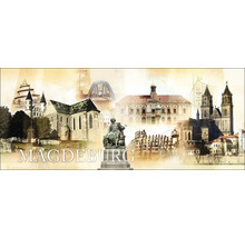 Magdeburg Stadtdesign mit Sehenswürdigkeiten und Denkmal