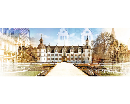 Glasbild Paderborn Schloß Neuhaus II 125x50 cm