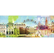 Collage représentant des monuments viennois, dont le château de Belvedere, la grande roue et la cathédrale Saint-Étienne.