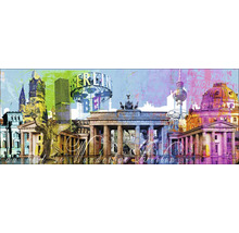 Peinture murale de Berlin avec différents monuments de la ville.