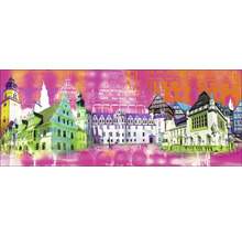 Illustration verschiedener Gebäude mit traditioneller Architektur