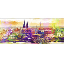 Toile décorative avec une vue sur Cologne avec la cathédrale et le pont sur le Rhin