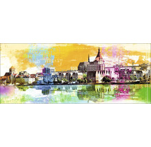 Dekoratives Wandbild mit Stadtmotiv und Spiegelung im Wasser