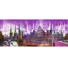 Vue de la ville de Lübeck avec bâtiments et tours médiévaux