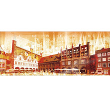 Illustration der Stadt Lübeck mit Gebäuden und Stadtbild