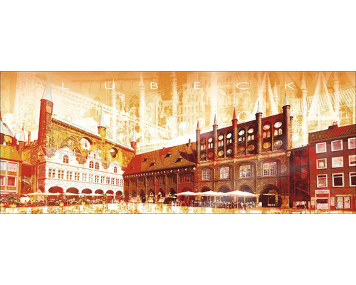 Glasbild Lübeck Rathaus II 125x50 cm