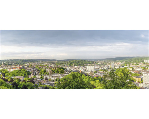 Vue panoramique d''une ville avec des bâtiments et beaucoup de verdure