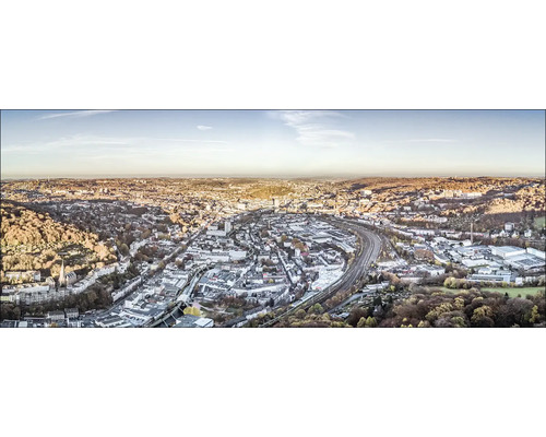 Vue aérienne d''une ville avec des maisons, des rues et des forêts