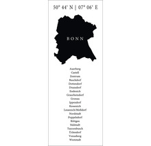 Carte de Bonn avec les quartiers et les coordonnées