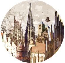 Illustration de la ville de Münster avec des bâtiments comme la cathédrale de Münster
