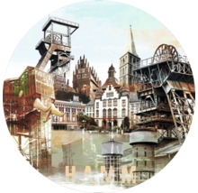 Abbildung von Hamm mit Wahrzeichen und Industriedenkmälern