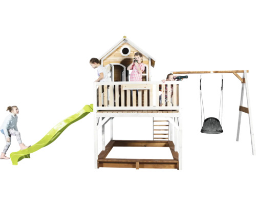 Spielturm mit Rutsche, Schaukel und Sandkasten für Kinder