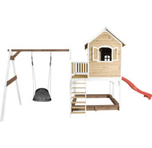 Maisonnette avec balançoire, bac à sable et toboggan pour le jardin