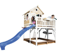 Maisonnette avec toboggan, balançoire et bac à sable pour enfants
