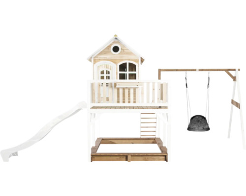 Spielhaus mit Rutsche, Schaukel und Sandkasten für den Garten