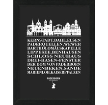 Gerahmtes Bild mit Paderborn Silhouette und Sehenswürdigkeiten