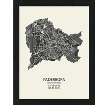 Image encadrée du plan de la ville de Paderborn, Allemagne
